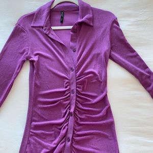 Purple mini shirt dress